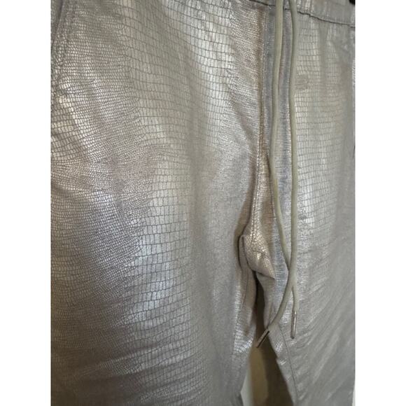 NWOT FLOG Shely Original Pant Silver Snakeskin Print Cotton Drawstring 27 - Picture 7 of 8